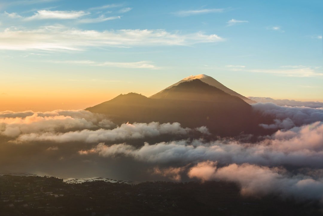 Mount Batur volcanic crater at sunrise