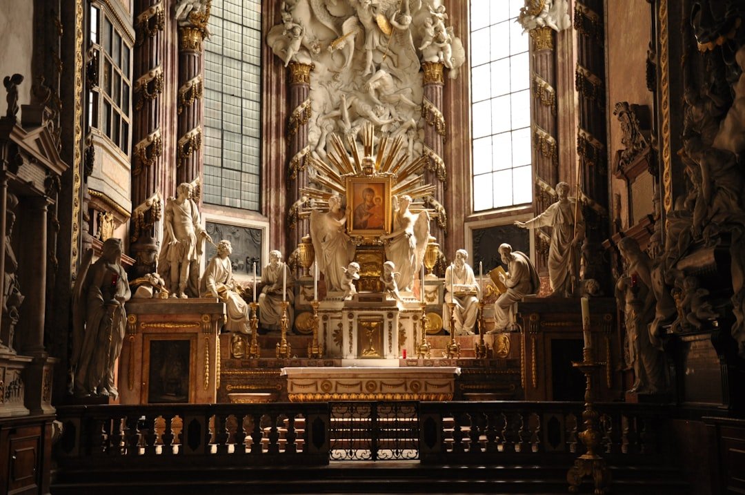 Dim chapel lined with human bones