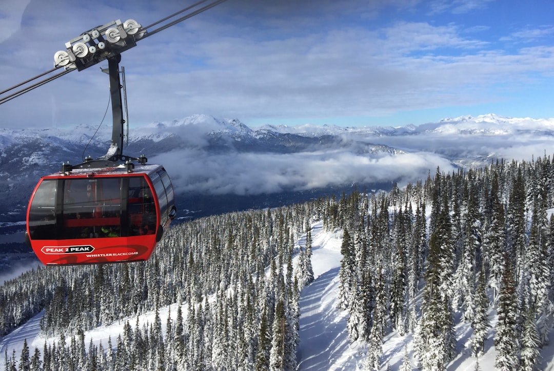Whistler alpine village with mountain peaks