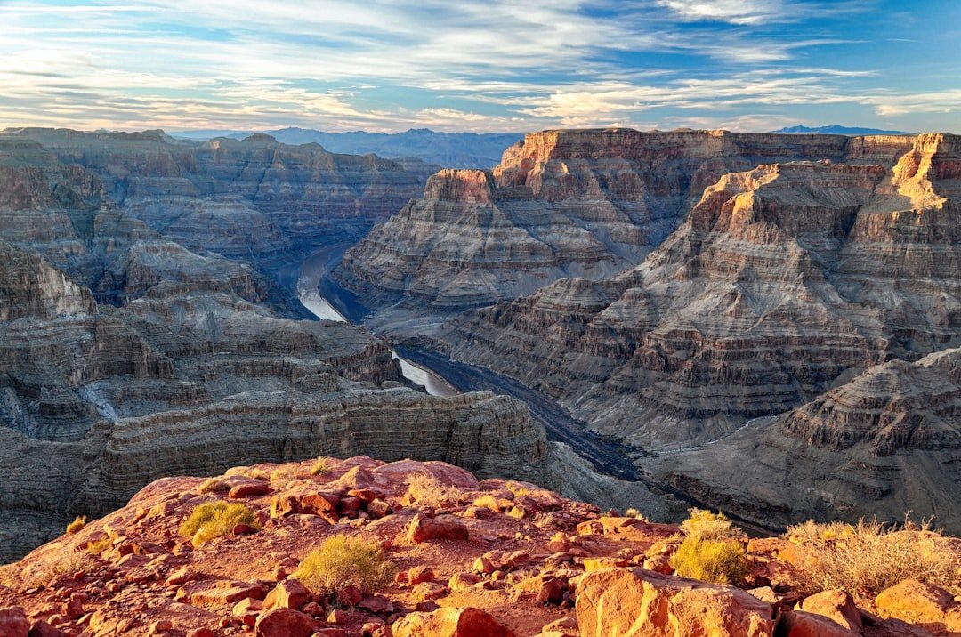 Grand Canyon South Rim overlook and layered canyon cliffs