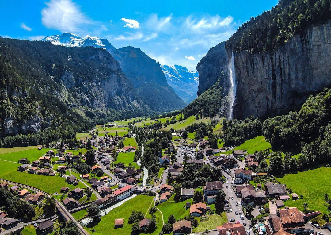 Lauterbrunnen valley waterfalls and cliffs