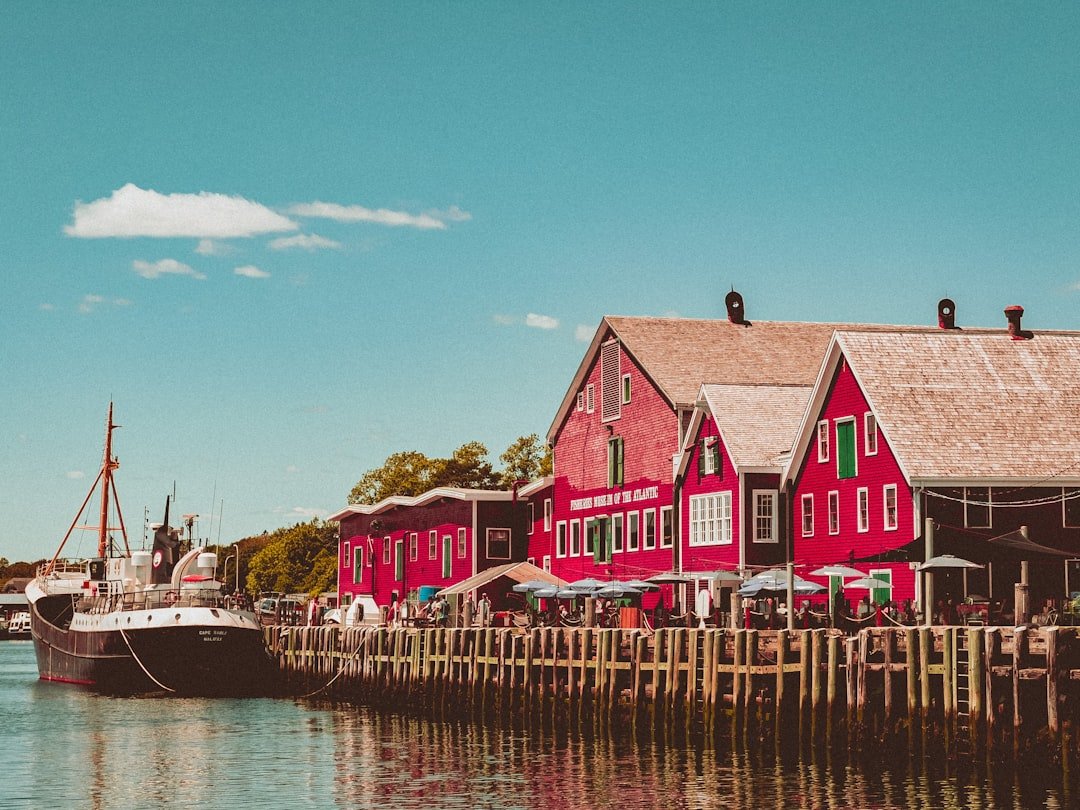 Lunenburg colorful waterfront buildings and boats