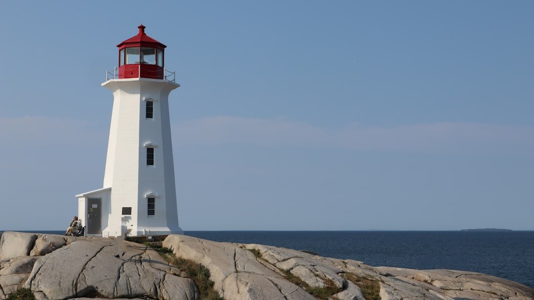 Peggys Cove lighthouse on granite rocks