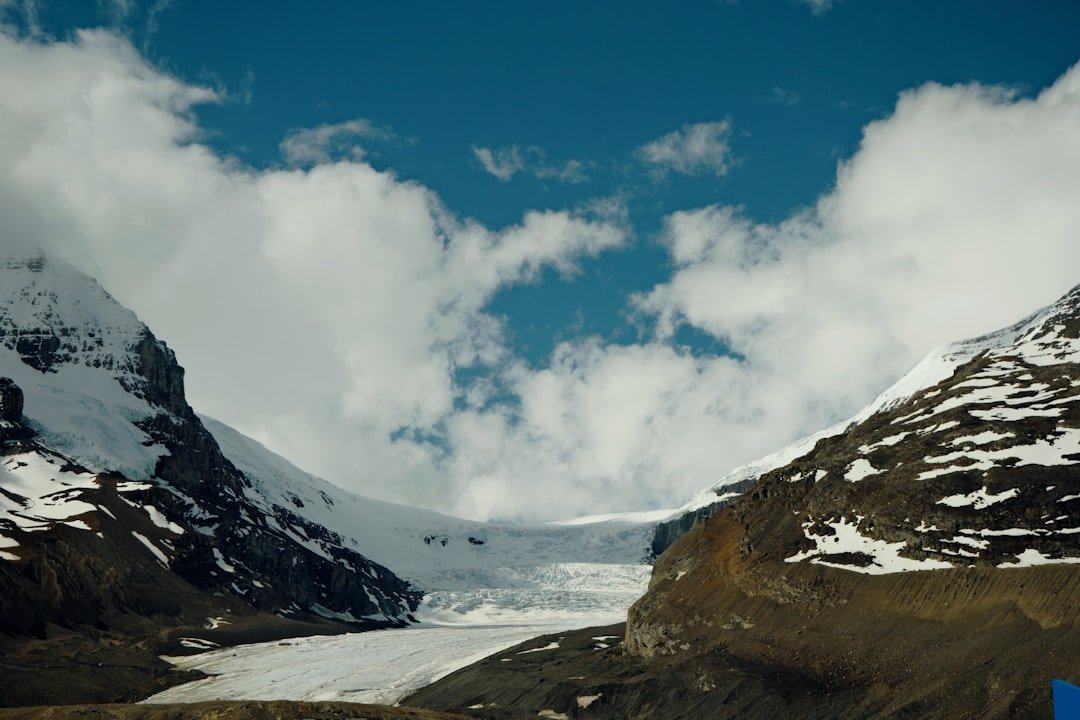 Athabasca Glacier icefield with rugged blue ice