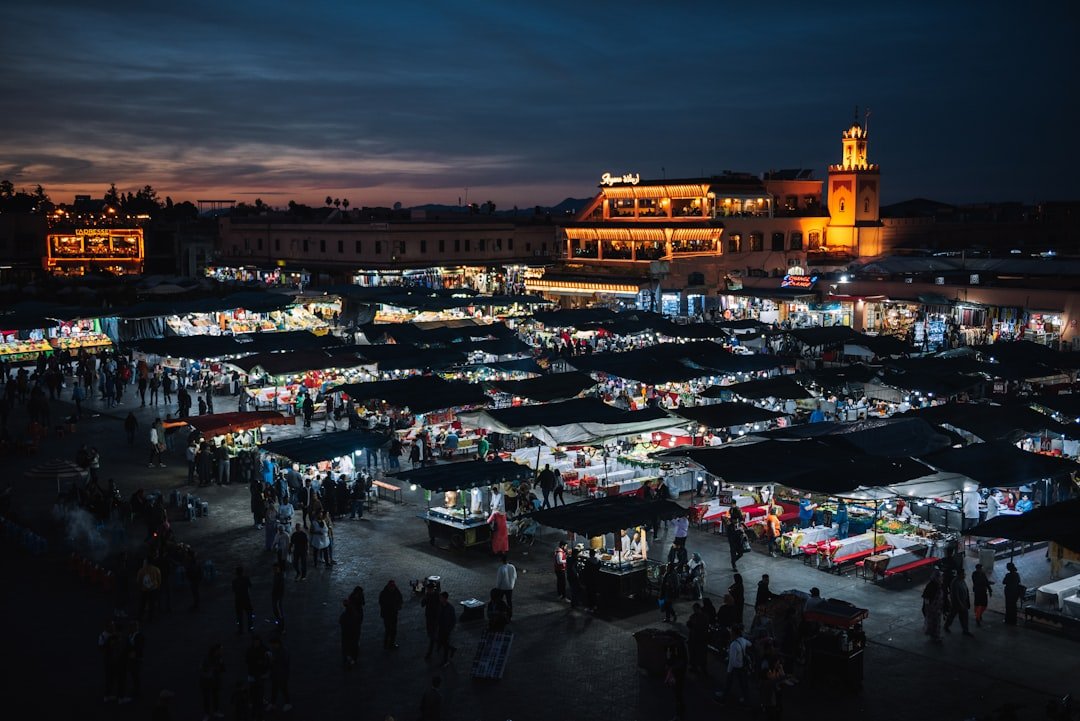 Jemaa el Fna market square at dusk
