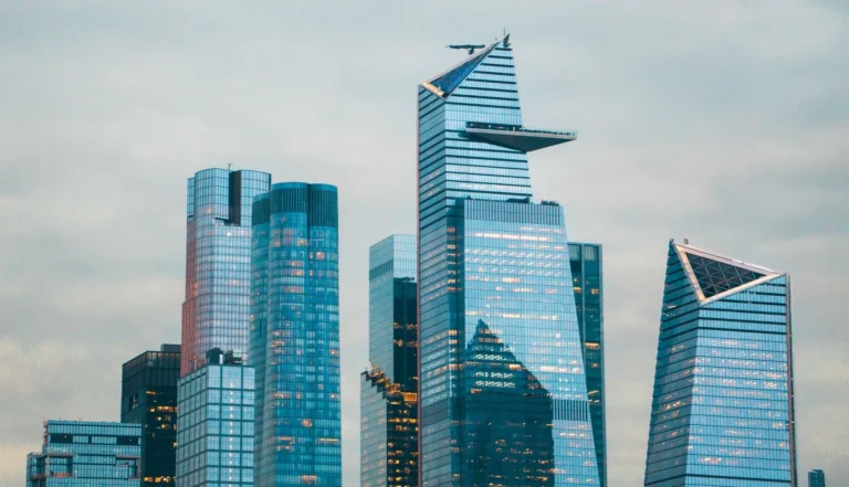 A stunning view of Hudson Yards skyscrapers in New York City displaying modern architecture.
