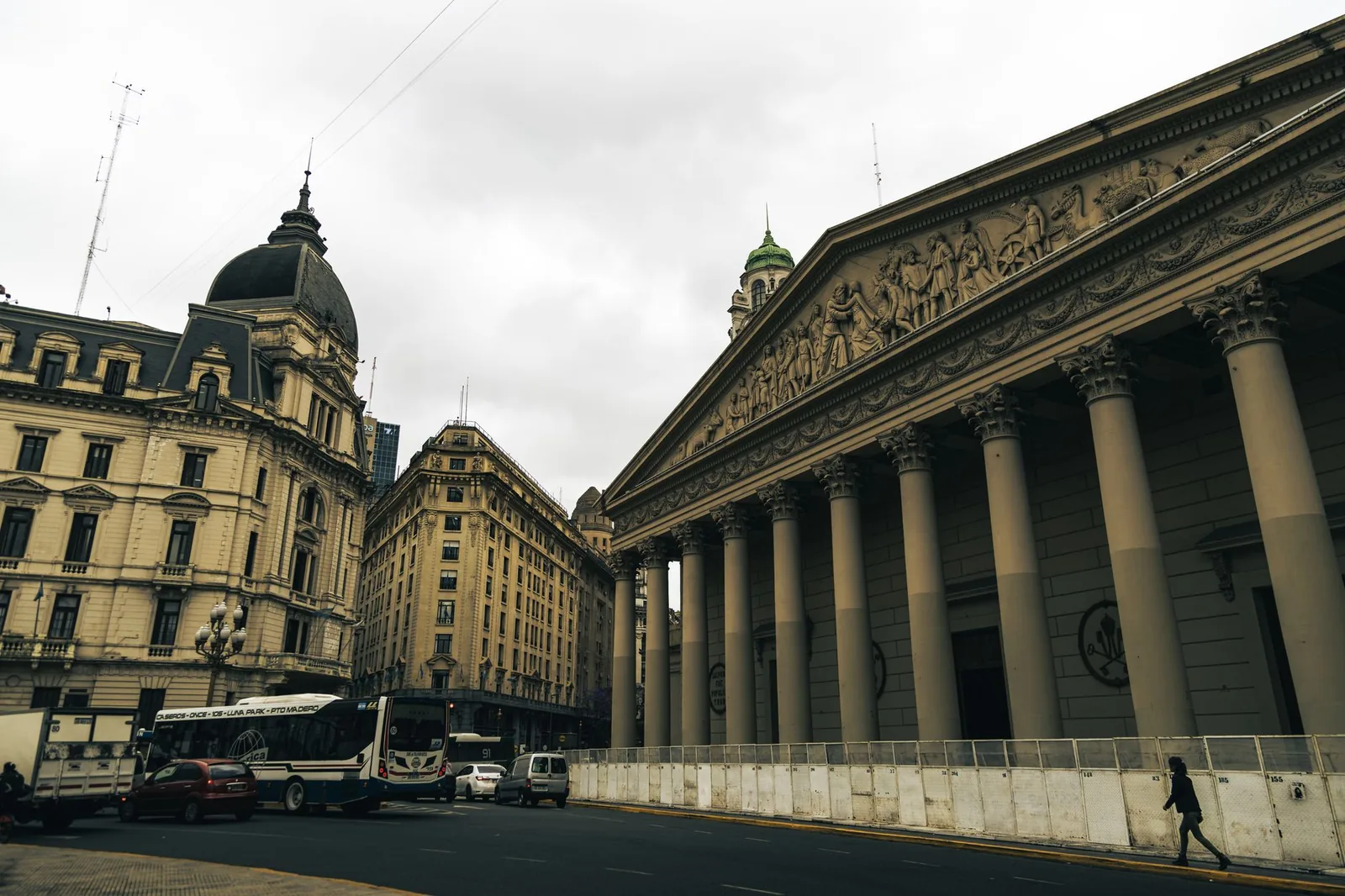 Capture of Buenos Aires cityscape featuring historic buildings and Cathedral Metropolitana.