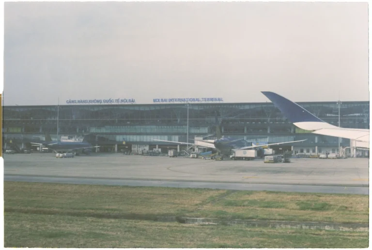 Airplanes on the tarmac at Noi Bai International Airport in Hanoi, Vietnam.